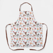 Schattigee hondenmoeder met baby en bloemenpatroon schort (Voorkant)