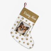 Schattigee Hondennaam Foto Gouden Glitter Paw Prin Kleine Kerstsok (Voorkant (Hangend))