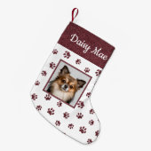 Schattigee Hondennaam Foto Roos Gouden Glitter Paw Kleine Kerstsok (Voorkant (Hangend))