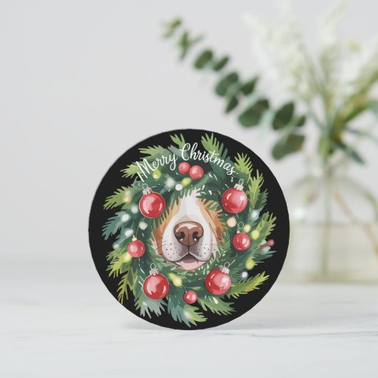 Schattigee Hondenneus Kerstkrans Hond Mama Hondenl Feestdagenkaart (Staand voorkant)