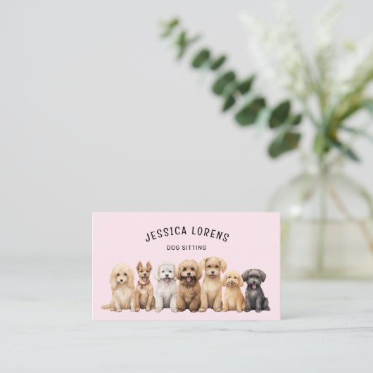 Schattigee hondenoppas, huisdierverzorger, dierena visitekaartje (Staand voorkant)