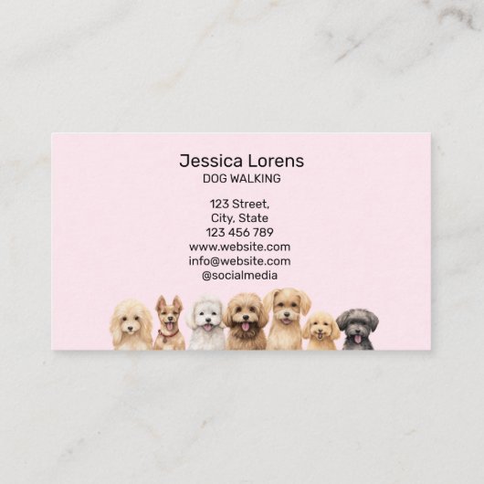 Schattigee hondenoppas, huisdierverzorger, dierena visitekaartje (Achterkant)