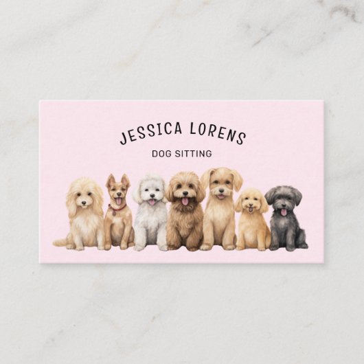 Schattigee hondenoppas, huisdierverzorger, dierena visitekaartje (Voorkant)