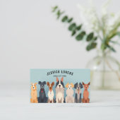 Schattigee hondenoppas, huisdierverzorger, dierena visitekaartje (Staand voorkant)