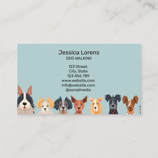 Schattigee hondenoppas, huisdierverzorger, dierena visitekaartje (Achterkant)