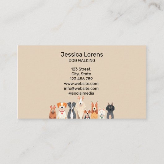 Schattigee hondenoppas, huisdierverzorger, dierena visitekaartje (Achterkant)