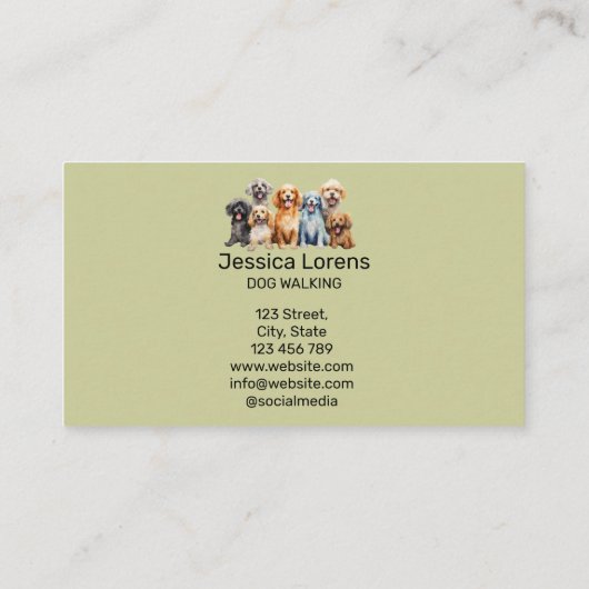 Schattigee hondenoppas, huisdierverzorger, dierena visitekaartje (Achterkant)