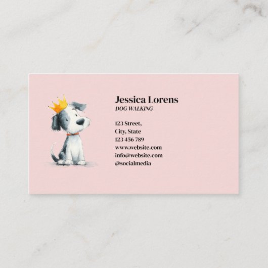 Schattigee hondenoppas, Puppy Pet Groomer, Dierena Visitekaartje (Achterkant)