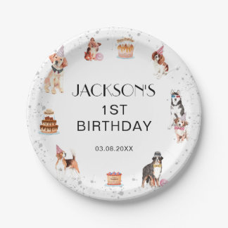 Schattigee hondenpoot-party verjaardag papieren bordje