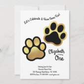 Schattigee Hondenpoot Print Kinder 1e Verjaardag G Kaart (Voorkant)