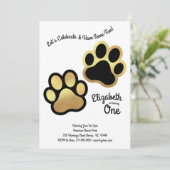 Schattigee Hondenpoot Print Kinder 1e Verjaardag G Kaart (Staand voorkant)