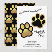 Schattigee Hondenpoot Print Kinder 1e Verjaardag G Kaart (Voorkant / Achterkant)