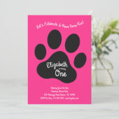 Schattigee Hondenpoot Print Kinder 1e Verjaardagsf Kaart (Staand voorkant)