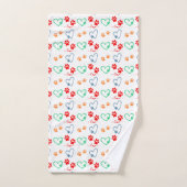Schattigee HONDENPOOTPRENTEN en LIEFDESHARTEN Bad Handdoek (Handdoek)