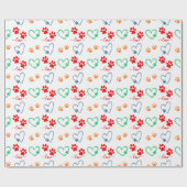 Schattigee HONDENPOOTPRENTEN en LIEFDESHARTEN Cadeaupapier (Vlak)