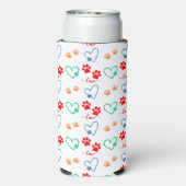 Schattigee HONDENPOOTPRENTEN en LIEFDESHARTEN Seltzer Blikjeskoeler (Seltzer Achterkant)