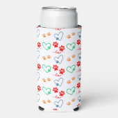 Schattigee HONDENPOOTPRENTEN en LIEFDESHARTEN Seltzer Blikjeskoeler (Seltzer Voorkant)