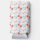 Schattigee HONDENPOOTPRENTEN en LIEFDESHARTEN Seltzer Blikjeskoeler (Achterkant)