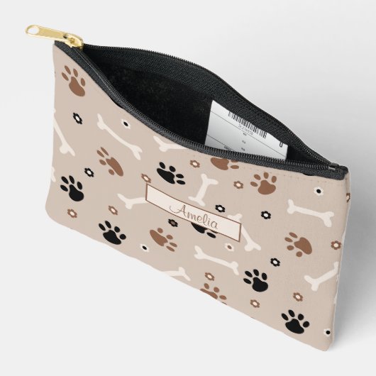 Schattigee hondenpoten en botten patroon en aangep etui (Open)