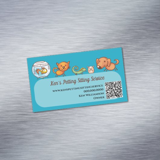 Schattigee hondenuitlaten dierenverzorging Huisdie Magnetisch Visitekaartje (Voorbeeld)