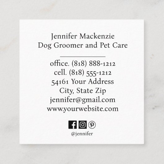 Schattigee hondenverzorger verzorgende service Cat Vierkante Visitekaartje (Achterkant)