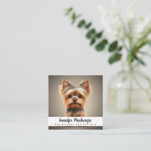 Schattigee hondenverzorging Dierenverzorging Vierkante Visitekaartje (Staand voorkant)