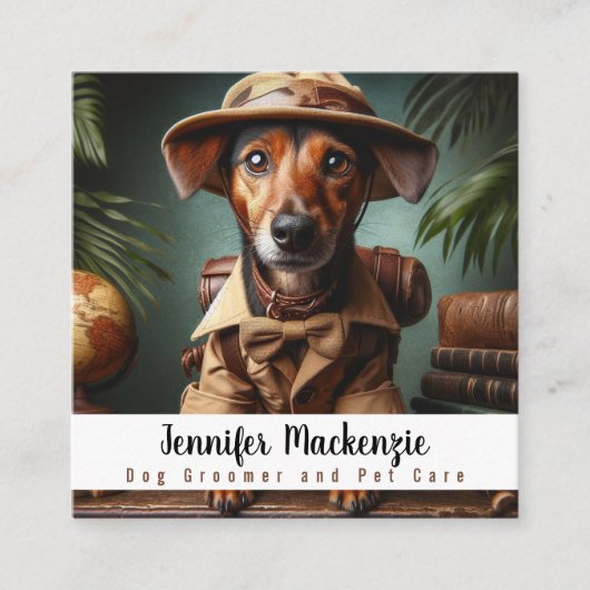 Schattigee hondenverzorging Dierenverzorging Vierkante Visitekaartje (Voorkant)