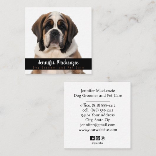 Schattigee hondenverzorging Dierenverzorging Vierkante Visitekaartje (Voorkant / Achterkant)
