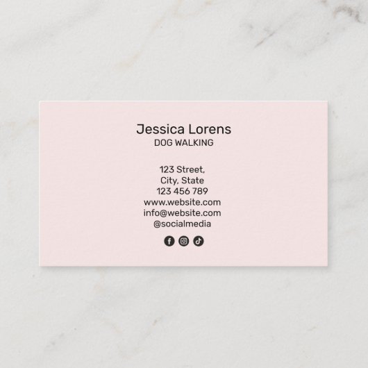 Schattigee hondenwandelaar huisdier sitter, puppy  visitekaartje (Achterkant)