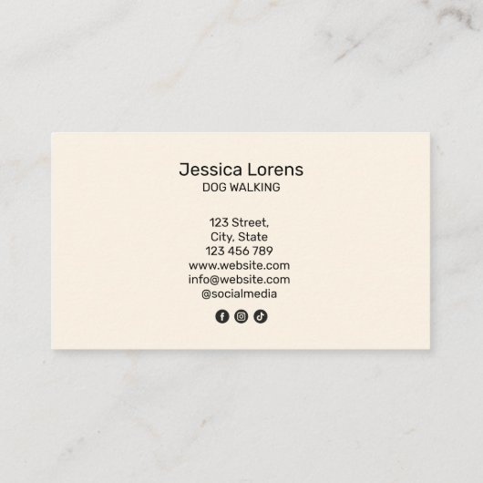 Schattigee hondenwandelaar huisdier sitter, puppy  visitekaartje (Achterkant)