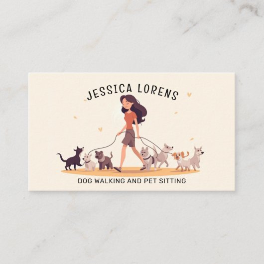 Schattigee hondenwandelaar huisdier sitter, puppy  visitekaartje (Voorkant)