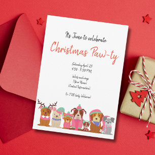 Schattigee hondjes Kerst Pawty Invitation Kaart