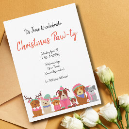 Schattigee hondjes Kerst Pawty Invitation Kaart