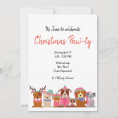 Schattigee hondjes Kerst Pawty Invitation Kaart (Voorkant)