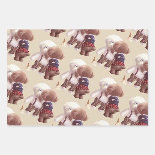 Schattigee hondjes knuffelen inpakpapier vel (Voorkant)