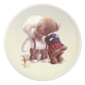 Schattigee hondjes knuffelen keramische knop (Voorkant)