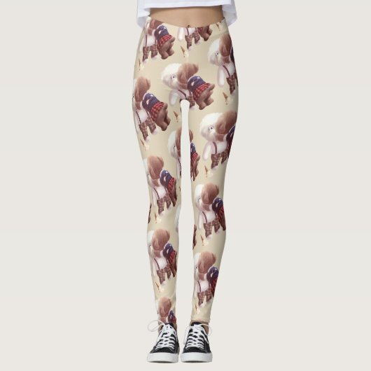 Schattigee hondjes knuffelen leggings (Voorkant)