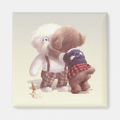 Schattigee hondjes knuffelen magneet (Voorkant)