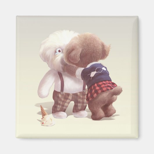 Schattigee hondjes knuffelen magneet (Voorkant)