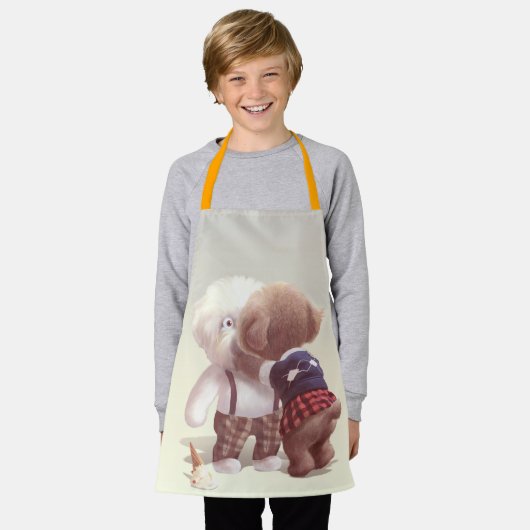 Schattigee hondjes knuffelen schort (Gedragen)