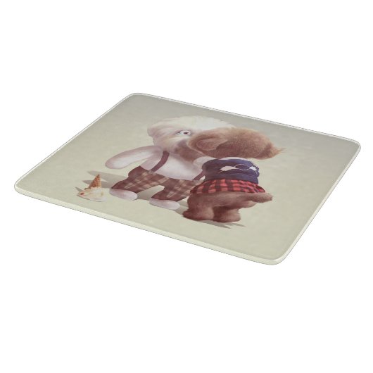 Schattigee hondjes knuffelen snijplank (Hoek)