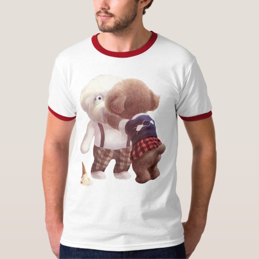 Schattigee hondjes knuffelen t-shirt (Voorkant)