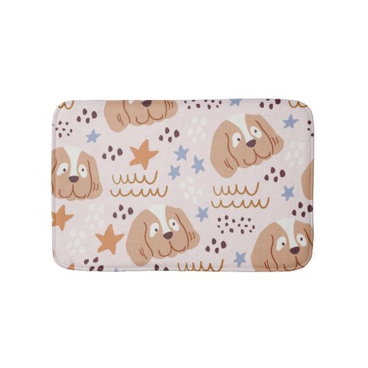 Schattigee hondjes, sterretjes, lijnen:  naadloos badmat (Voorkant)