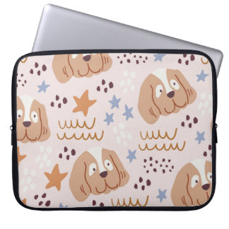 Schattigee hondjes, sterretjes, lijnen:  naadloos laptop sleeve