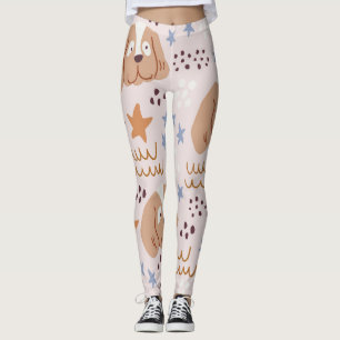 Schattigee hondjes, sterretjes, lijnen:  naadloos leggings