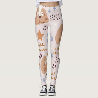 Schattigee hondjes, sterretjes, lijnen:  naadloos leggings