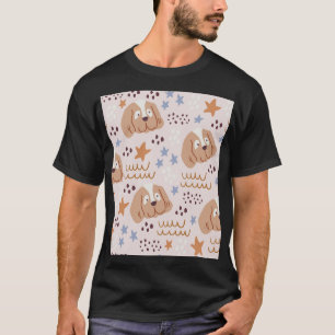 Schattigee hondjes, sterretjes, lijnen: naadloos t-shirt
