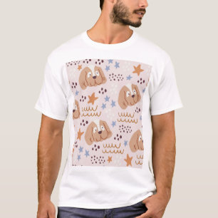 Schattigee hondjes, sterretjes, lijnen:  naadloos t-shirt