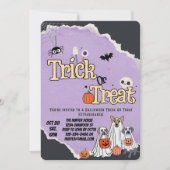 Schattigee hondjes Trick or treat Halloween uitnod Kaart (Voorkant)