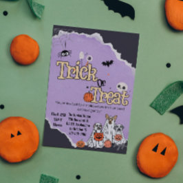 Schattigee hondjes Trick or treat Halloween uitnod Kaart